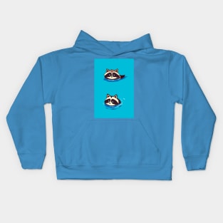 Raccoon Duo Swimming in Blue Water Kids Hoodie